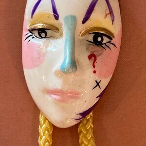 Vintage Metal Bolo Tie, Nice Face Mask, Jester, Nice Design
